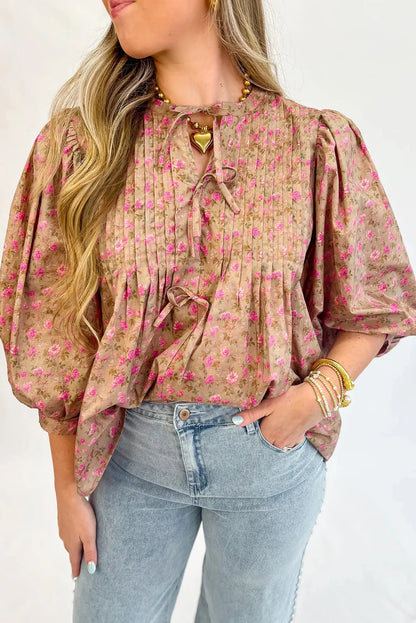 Floral Half Sleeve Blouse Top – Women’s Boho Casual Printed Blouse