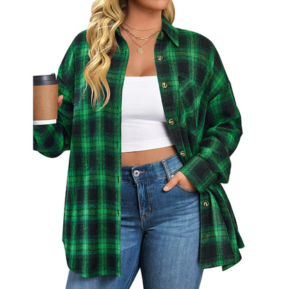 Fantaslook Women's Oversized Plaid Flannel Shirt