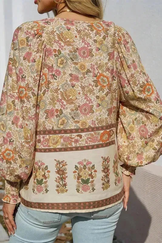 Floral Elegance Tie Blouse