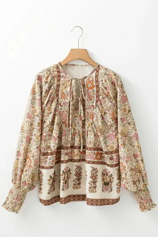 Floral Elegance Tie Blouse