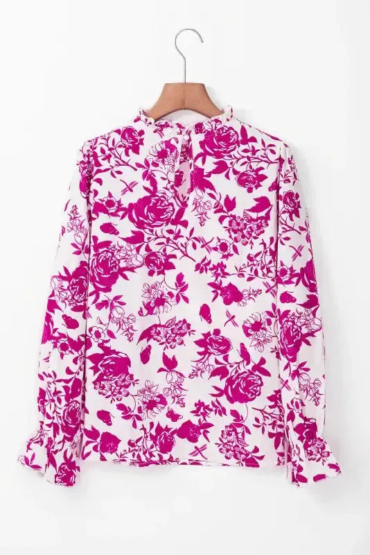 Floral Finesse Keyhole-Back Blouse