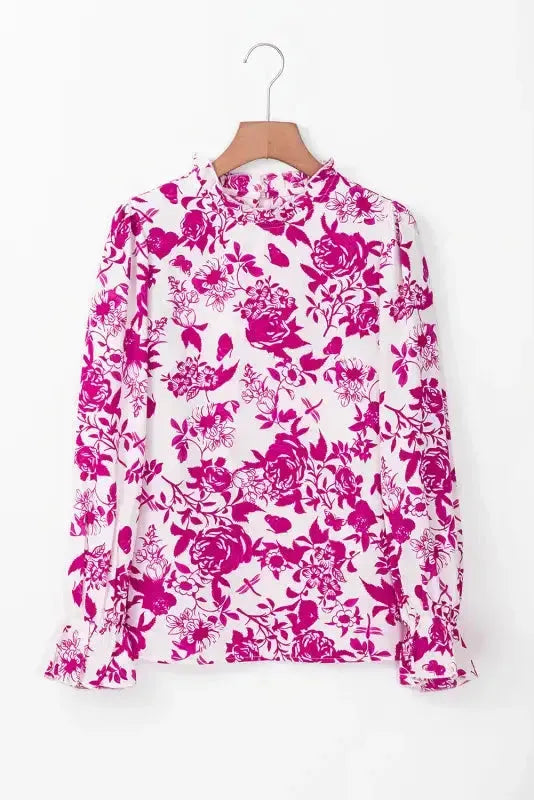 Floral Finesse Keyhole-Back Blouse
