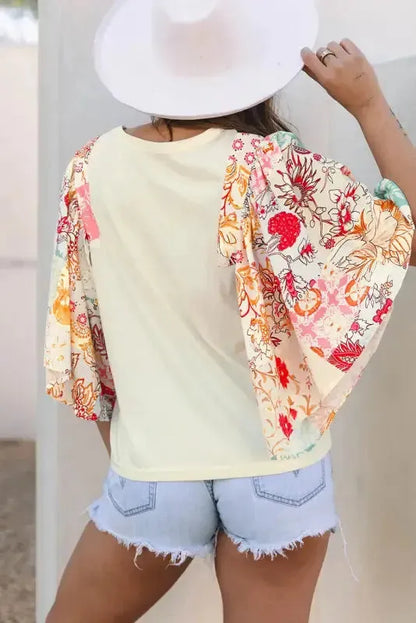Floral Fusion Beige Blouse