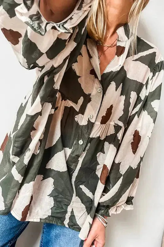 Μπλούζα με φουσκωτά μανίκια και floral σχέδιο