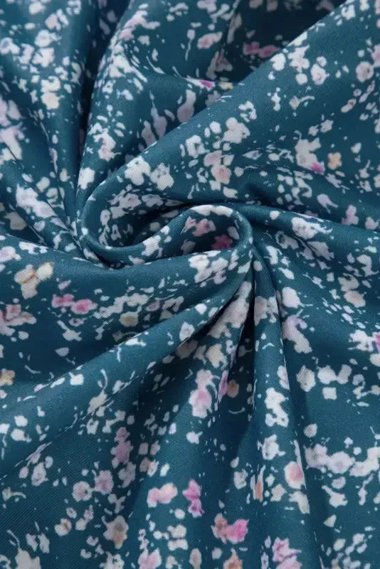 Floral Mosaic Ruffle Hem Blouse