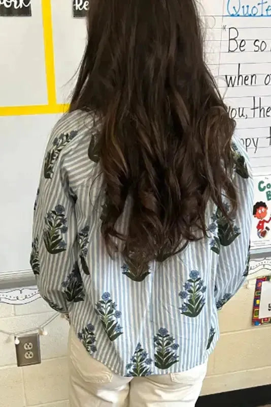 Floral Stripe Elegance Blouse