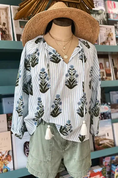 Floral Stripe Elegance Blouse