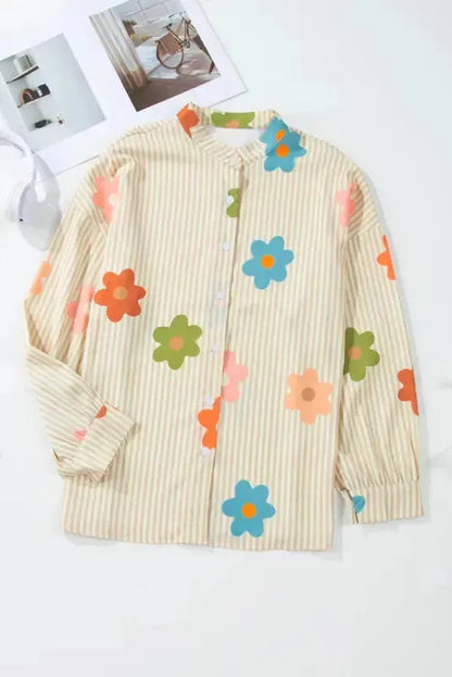 Floral Striped Loose Fit Shirt