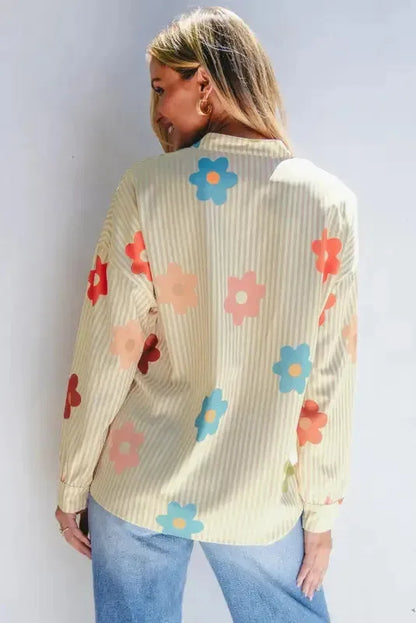 Floral Striped Loose Fit Shirt