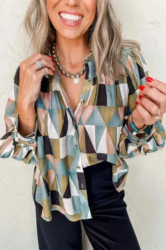 Geometric Grace Loose Fit Top