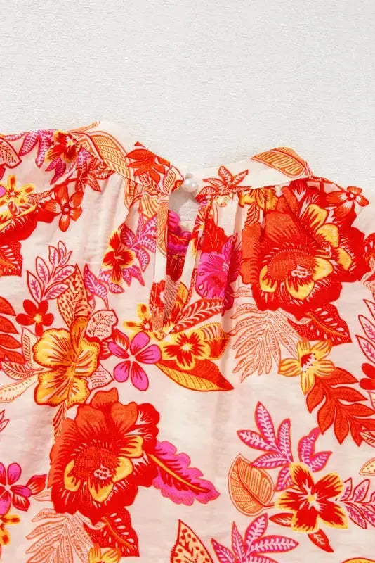Golden Bloom Pearl Button Blouse