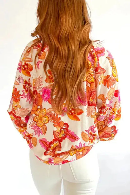Golden Bloom Pearl Button Blouse