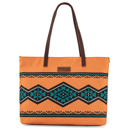 Wrangler Western Tote & Hobo Bag, Leather & Aztec Canvas