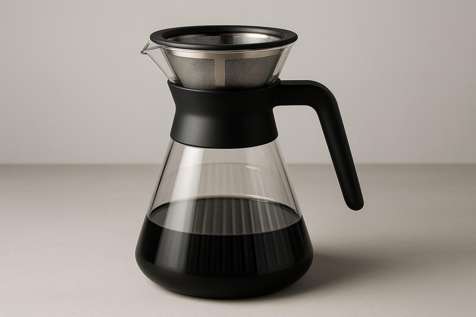 Kitchen essential engineered for daily performance and easy care. Built for durability, safety, and clean design.

Material: Borosilicate glass, SS filter
Care: Dishwasher safe
Best for: Manual coffee brewing
Thermal shock resistant
Ribbed interior for flow
Reusable stainless filter included

Matte black colour