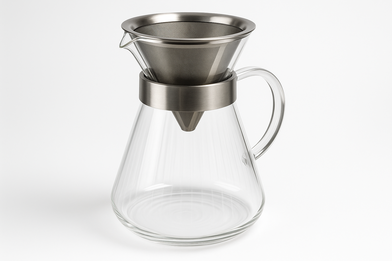 Kitchen essential engineered for daily performance and easy care. Built for durability, safety, and clean design.

Material: Borosilicate glass, SS filter
Care: Dishwasher safe
Best for: Manual coffee brewing
Thermal shock resistant
Ribbed interior for flow
Reusable stainless filter included

Stainless Steel Colour