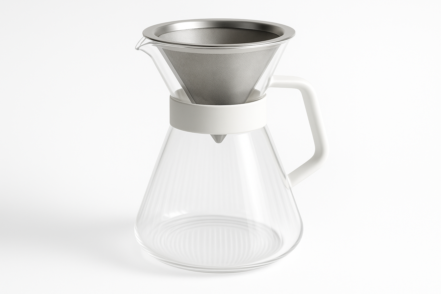 Kitchen essential engineered for daily performance and easy care. Built for durability, safety, and clean design.

Material: Borosilicate glass, SS filter
Care: Dishwasher safe
Best for: Manual coffee brewing
Thermal shock resistant
Ribbed interior for flow
Reusable stainless filter included

White colour