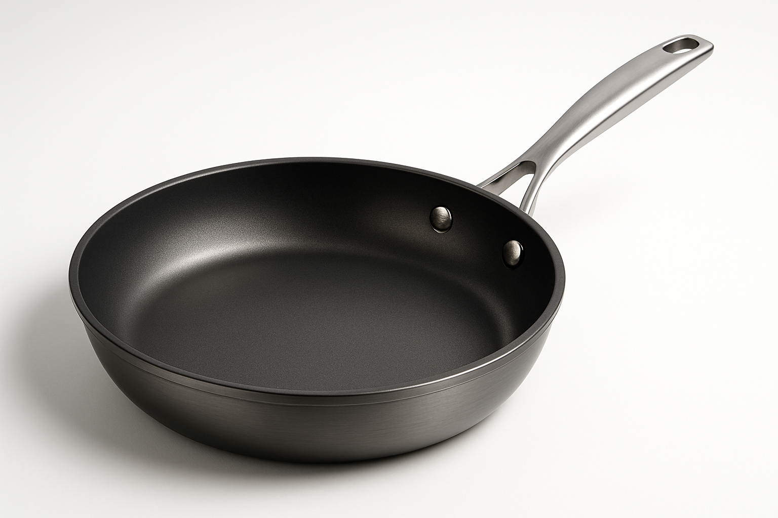 Kitchen essential engineered for daily performance and easy care. Built for durability, safety, and clean design.

Material: Hard‑anodized aluminum
Care: Hand wash; avoid metal utensils
Best for: Eggs, searing, sautéing
PFOA‑free 3‑layer nonstick
Oven safe to 200°C
Riveted stay‑cool handle

Stainless Steel Colour