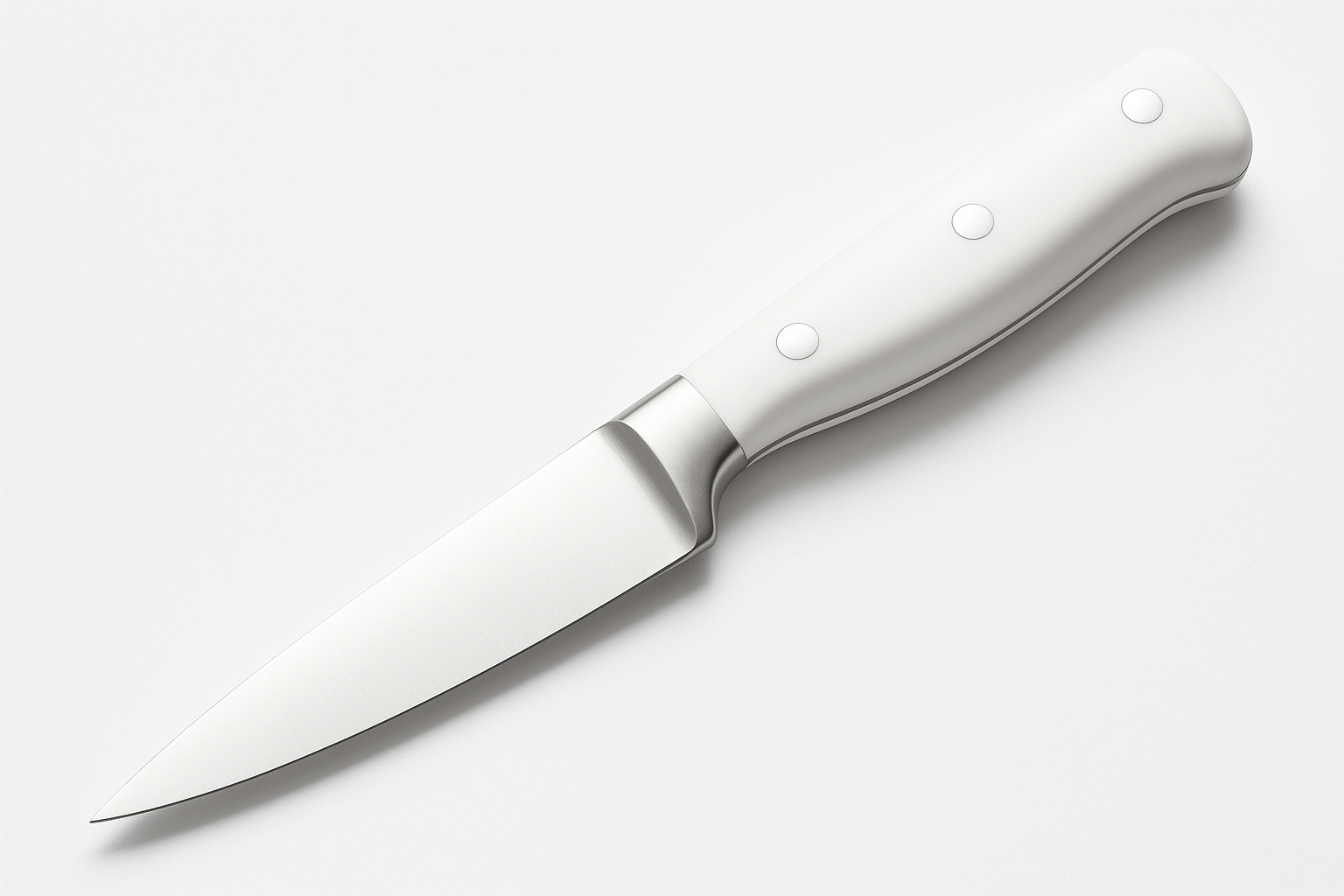 Kitchen essential engineered for daily performance and easy care. Built for durability, safety, and clean design.

Material: High‑carbon stainless steel
Care: Hand wash; store in sheath/block
Best for: Peeling, trimming
Fine tip control
Full‑tang
Comfort grip

white colour 