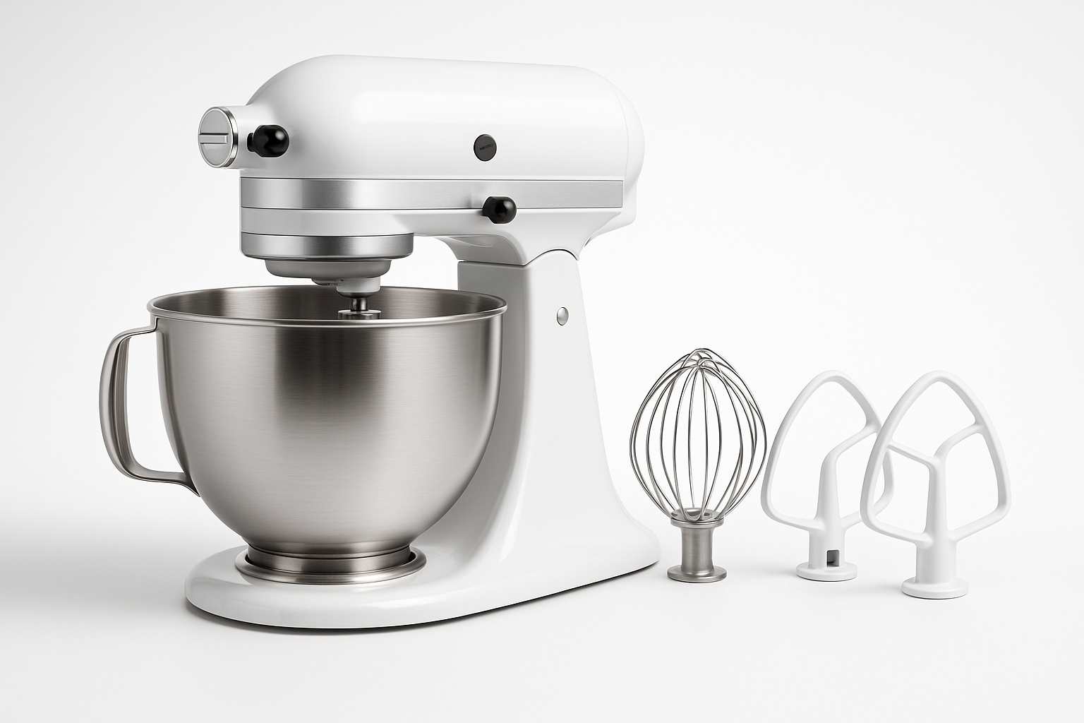 Kitchen essential engineered for daily performance and easy care. Built for durability, safety, and clean design.

Material: Metal body, SS bowl
Care: Wipe base; dishwasher‑safe attachments
Best for: Baking, doughs, batters
10 speeds for precision
Die‑cast metal housing
Includes whisk, dough hook, beater

White colour