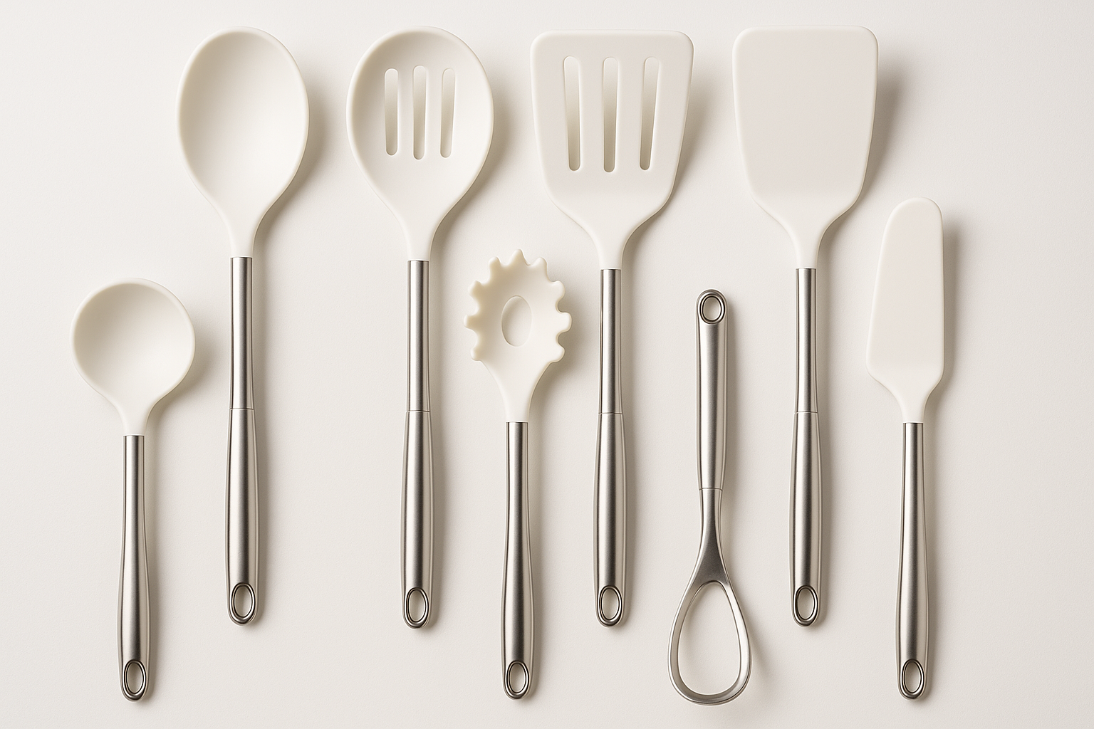 Kitchen essential engineered for daily performance and easy care. Built for durability, safety, and clean design.

Material: Nylon with stainless accents
Care: Dishwasher safe
Best for: Daily cooking
Heat‑resistant to 210°C
Non‑scratch for nonstick
Hanging loops

White Colour