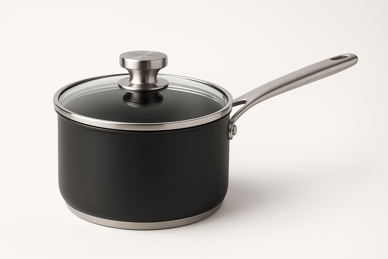 Kitchen essential engineered for daily performance and easy care. Built for durability, safety, and clean design.

Material: Stainless steel, aluminum core
Care: Dishwasher safe; hand wash to maintain shine
Best for: Sauces, reheating, small boils
Even heat tri‑ply base
Drip‑free pouring rim
Tempered glass lid

Matte black Colour 
