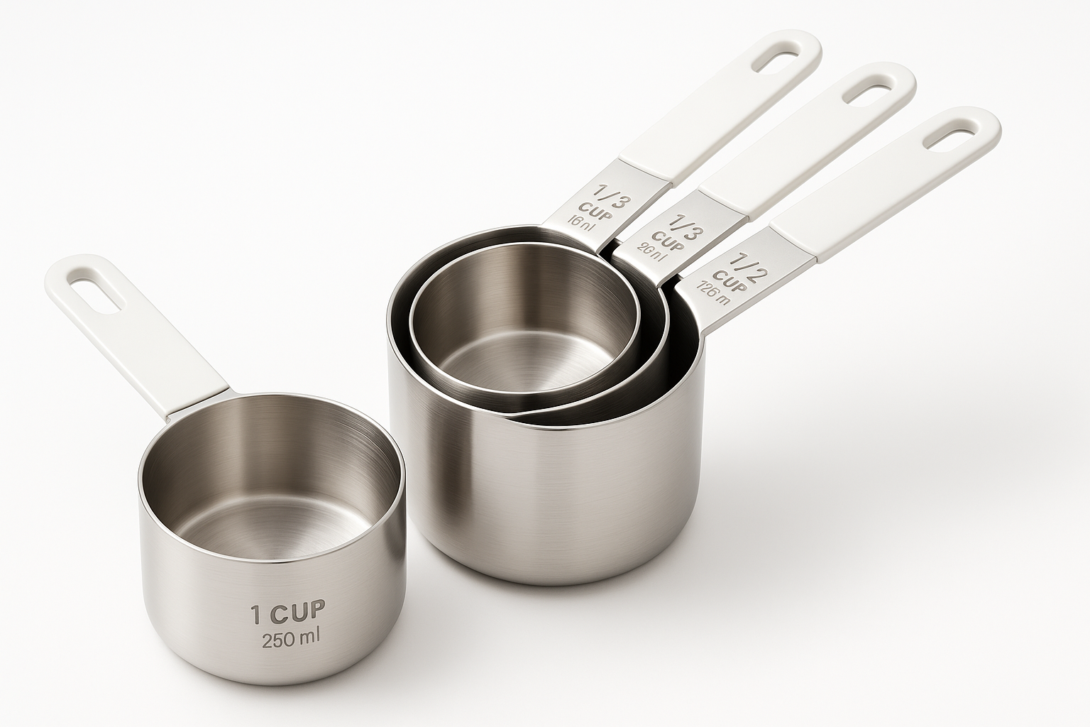 Kitchen essential engineered for daily performance and easy care. Built for durability, safety, and clean design.

Material: Stainless steel
Care: Dishwasher safe
Best for: Baking accuracy
Engraved measurements
Magnetic nesting
Leveling straight edges

White Colour
