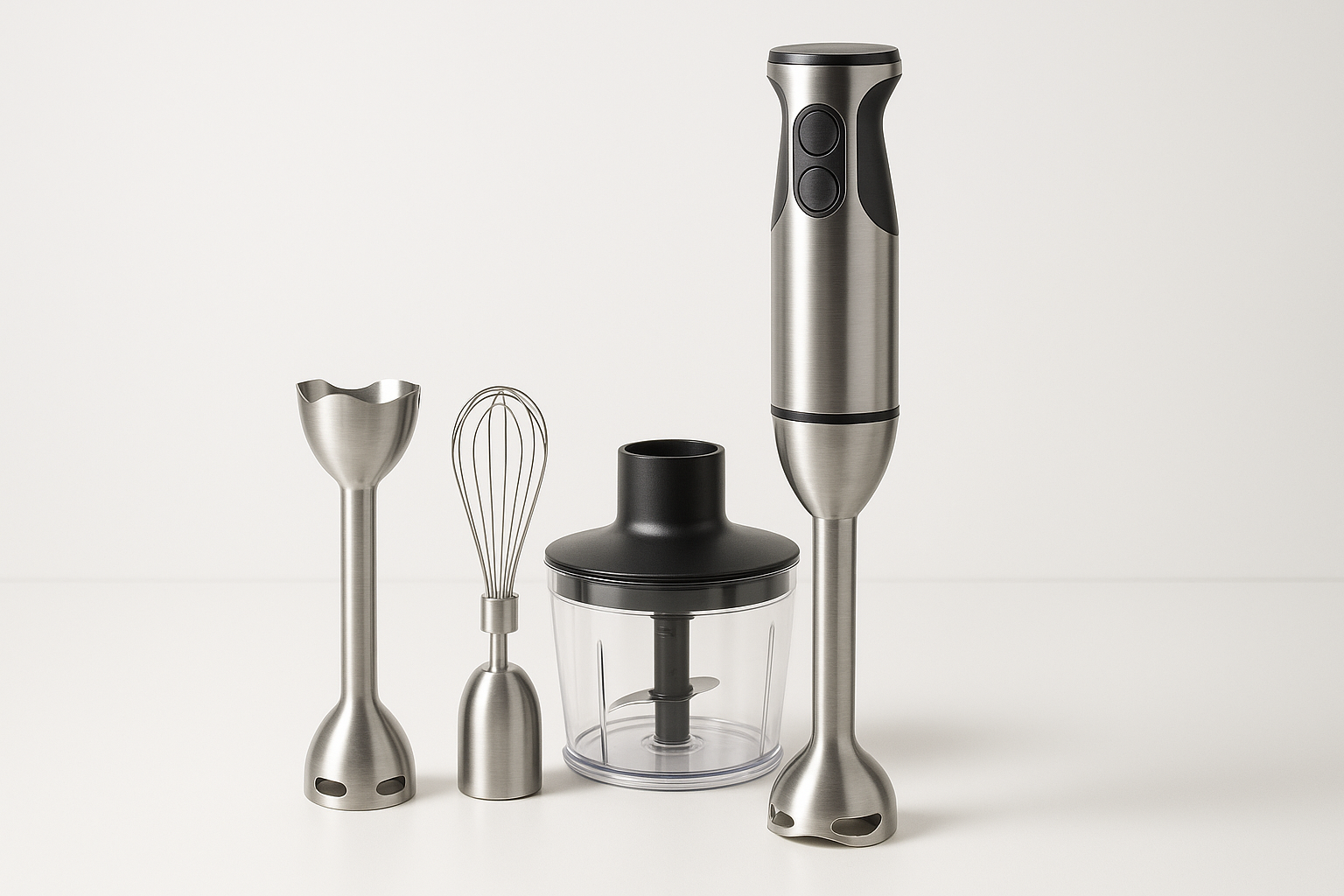 Kitchen essential engineered for daily performance and easy care. Built for durability, safety, and clean design.

Material: Stainless steel shaft, BPA‑free cups
Care: Hand wash attachments; wipe motor
Best for: Soups, sauces, smoothies
Blend, whisk, chop attachments
Variable speed
Detachable stainless shaft

Quality checks include food‑safe finishes, secure fasteners, and stress‑tested components. Choose size for capacity: Small for 1–2 servings, Medium for family meals, Large for batch prep.