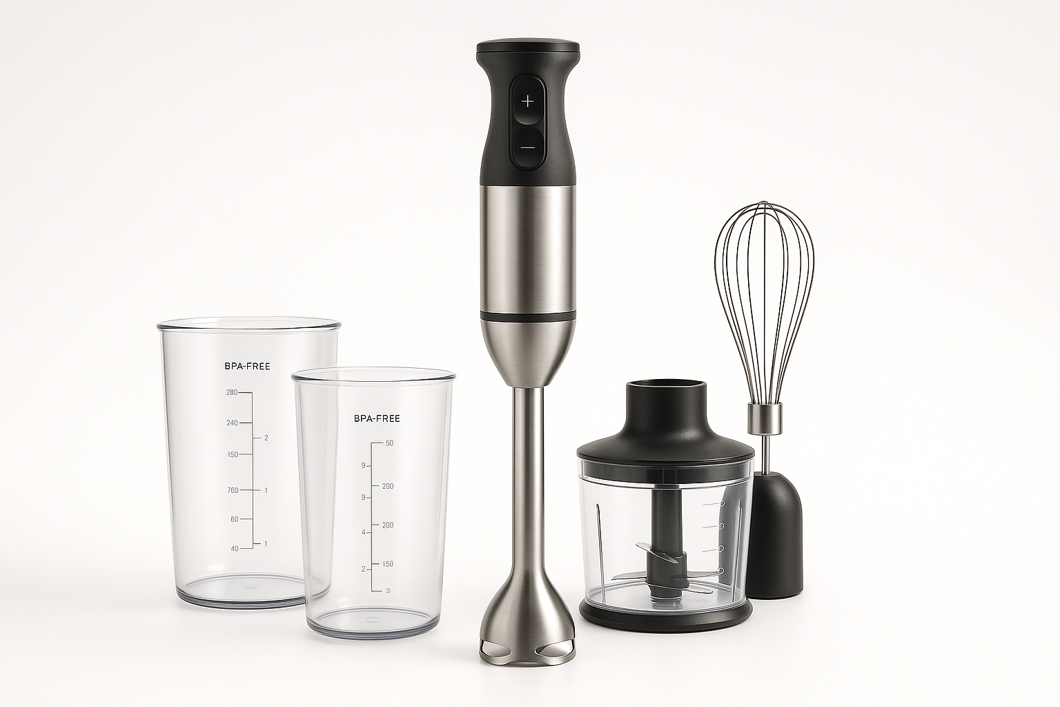 Kitchen essential engineered for daily performance and easy care. Built for durability, safety, and clean design.

Material: Stainless steel shaft, BPA‑free cups
Care: Hand wash attachments; wipe motor
Best for: Soups, sauces, smoothies
Blend, whisk, chop attachments
Variable speed
Detachable stainless shaft

Quality checks include food‑safe finishes, secure fasteners, and stress‑tested components. Choose size for capacity: Small for 1–2 servings, Medium for family meals, Large for batch prep.