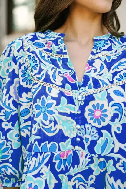 Lace & Petals Bracelet Sleeve Blouse