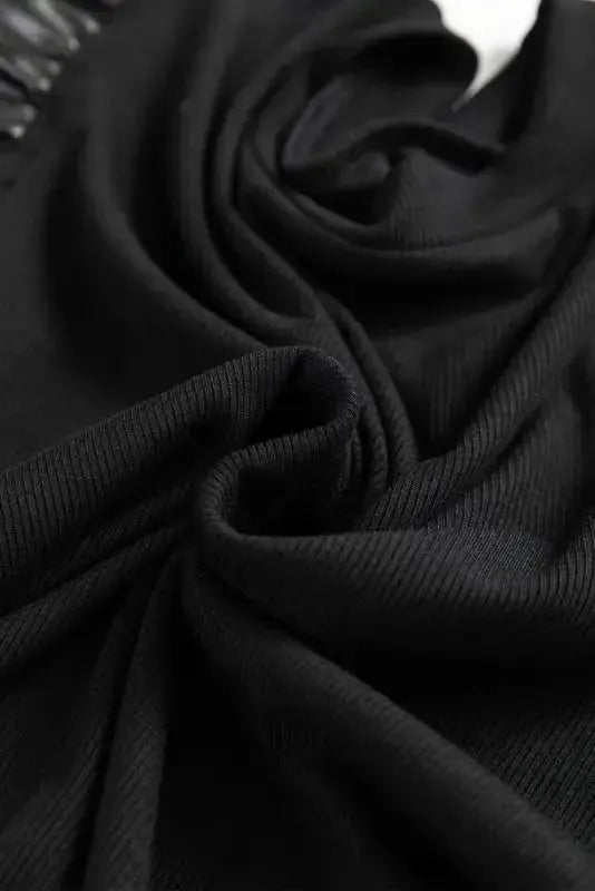 Leather Ruffle Sleeve Blouse