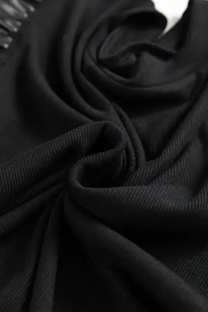 Leather Ruffle Sleeve Blouse