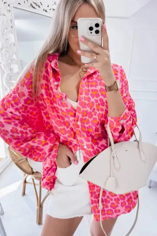 Μπλούζα Leopard Bloom με σχέδιο "Overshirt"