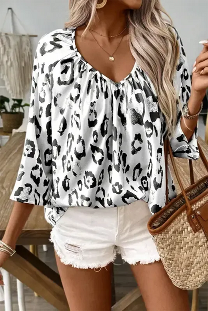 Leopard Luxe Accent Blouse