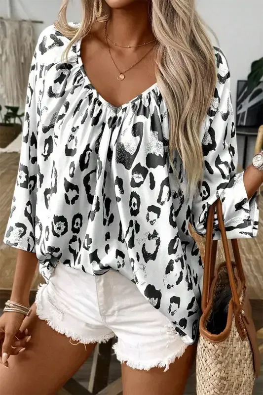 Leopard Luxe Accent Blouse