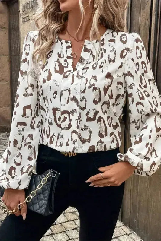 Leopard Luxe Balloon Sleeve Blouse