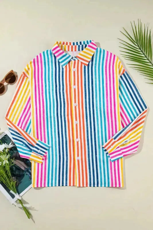 Loose Shirt - Orange Stripe Drop Shoulder