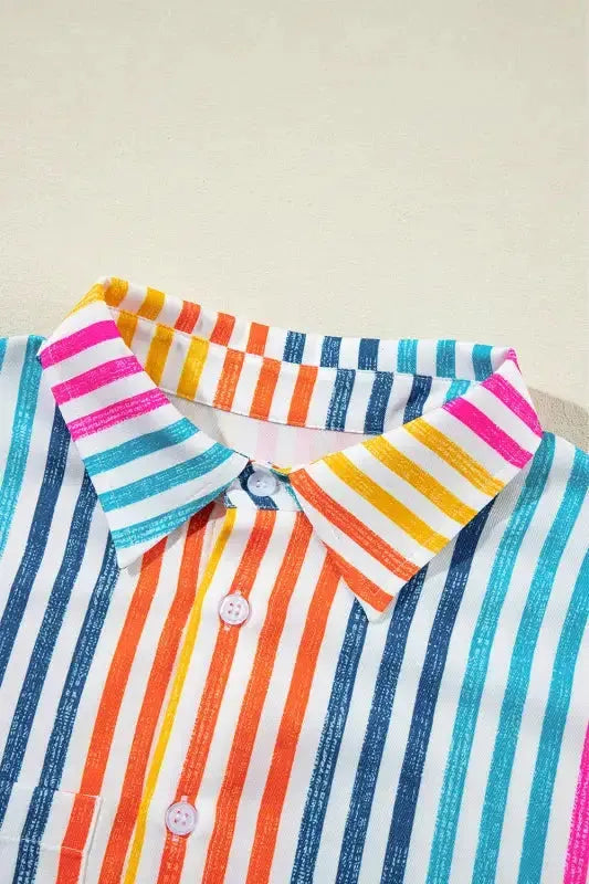 Loose Shirt - Orange Stripe Drop Shoulder