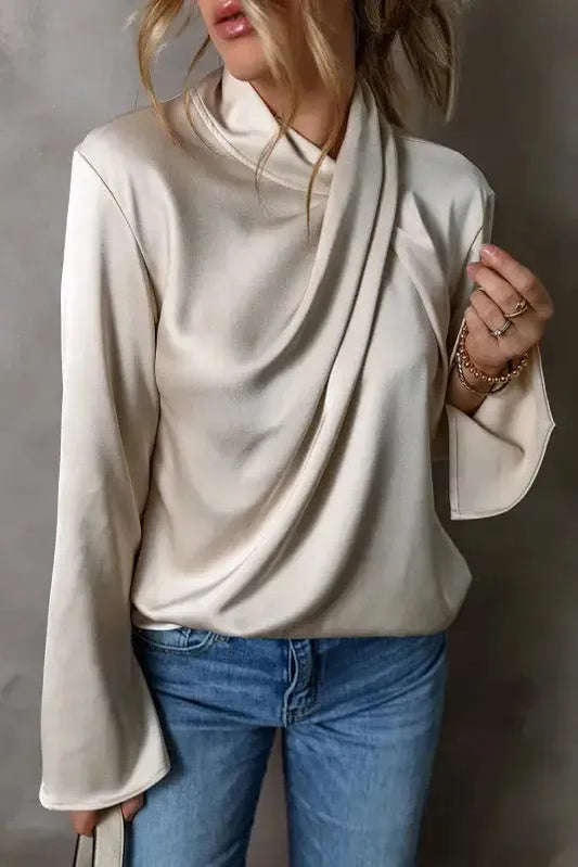 Luxe Satin Crossover Blouse