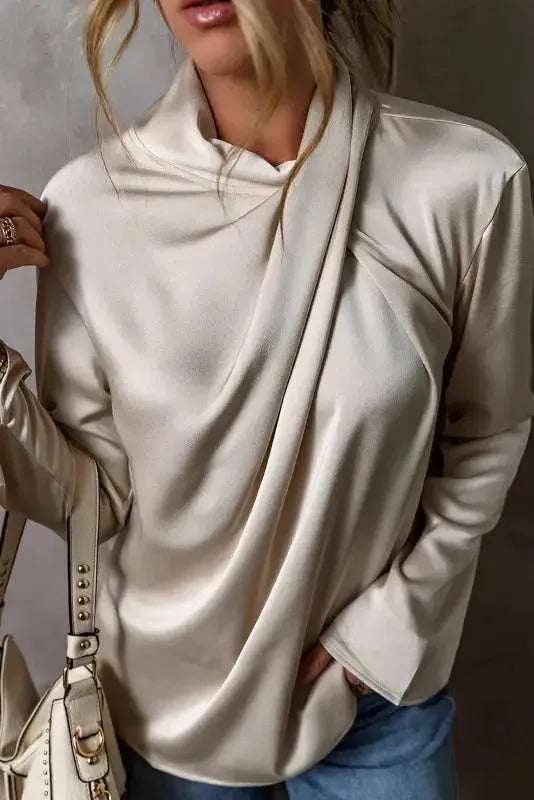 Luxe Satin Crossover Blouse