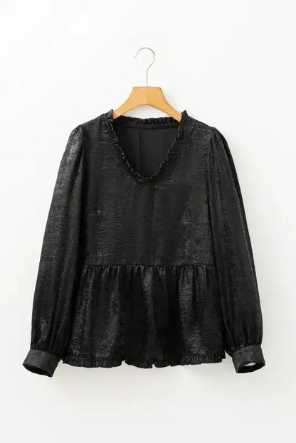 Metallic Velvet Babydoll Blouse