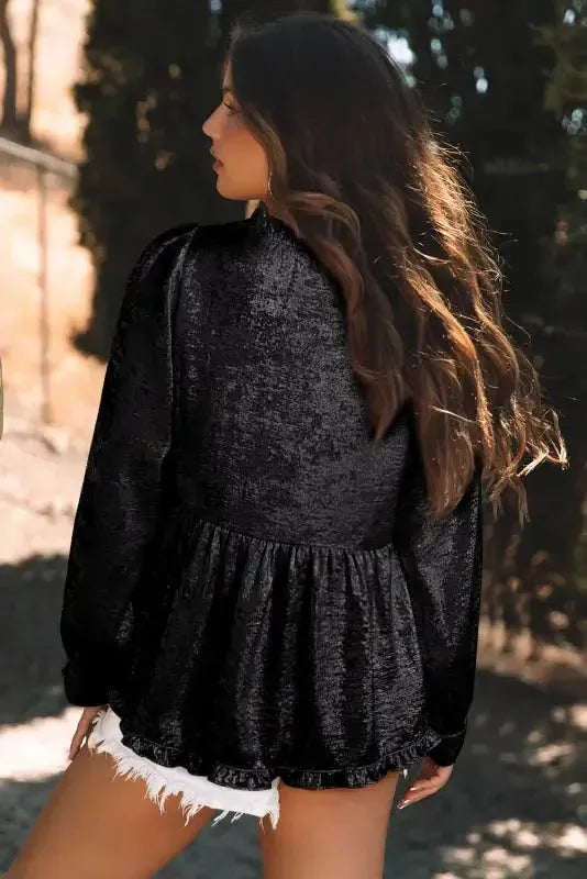 Μεταλλική βελούδινη μπλούζα Babydoll