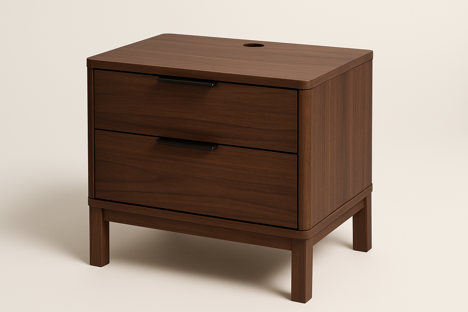 Modern furniture built for daily use. Balanced proportions, durable materials, and easy maintenance for a clean home setup.

Materials: Engineered wood with veneer
Care: Wipe clean; avoid harsh chemicals
Ideal use: Bedside storage
Soft‑close slides
Cable cutout for chargers
Anti‑tip kit included

Walnut Colour