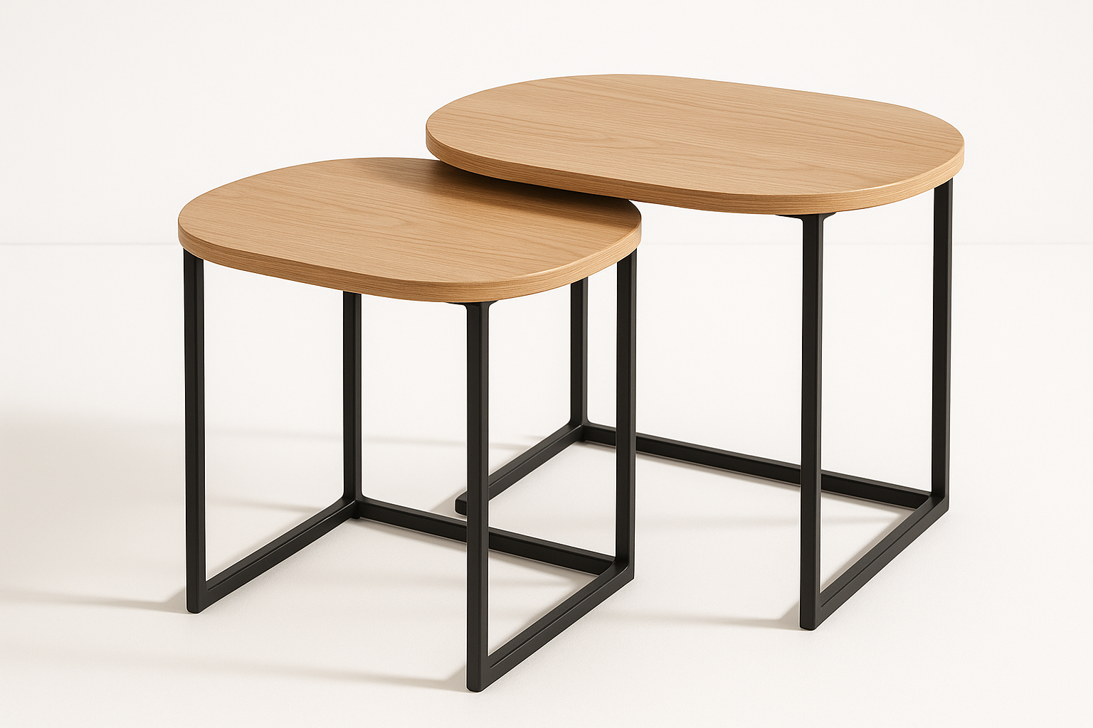 Modern furniture built for daily use. Balanced proportions, durable materials, and easy maintenance for a clean home setup.

Materials: MDF top with wood veneer, powder‑coated steel base
Care: Wipe with damp cloth; use coasters
Ideal use: Small spaces, apartments
Space‑saving nesting design
Scratch‑resistant finish
Soft edge radius

Natural Oak colour