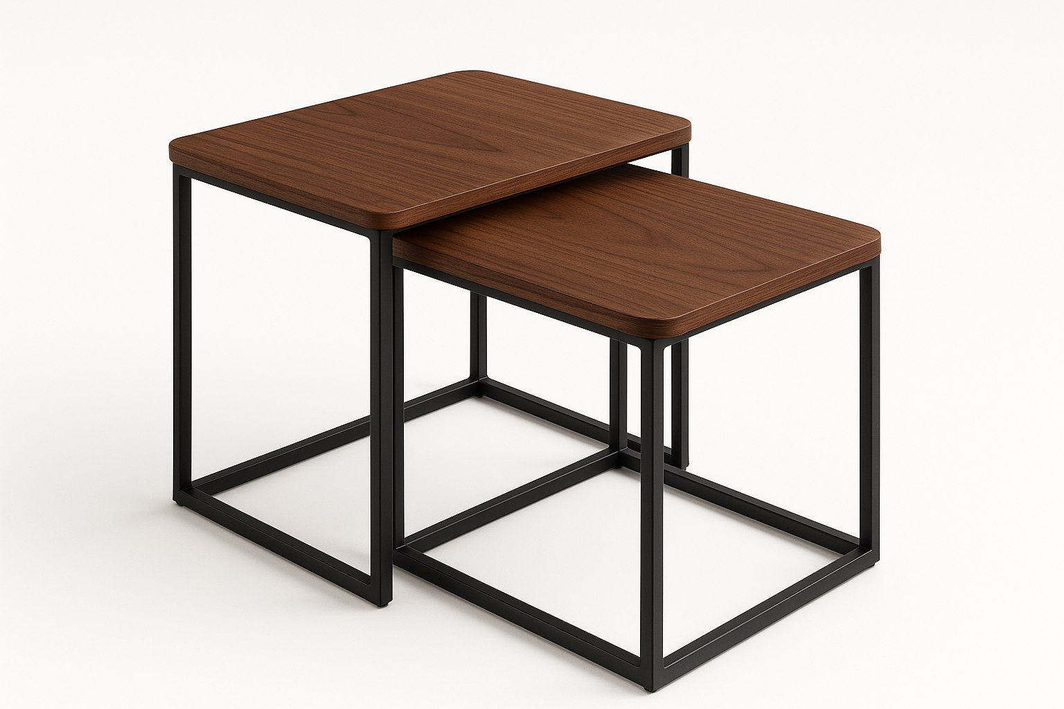 Modern furniture built for daily use. Balanced proportions, durable materials, and easy maintenance for a clean home setup.

Materials: MDF top with wood veneer, powder‑coated steel base
Care: Wipe with damp cloth; use coasters
Ideal use: Small spaces, apartments
Space‑saving nesting design
Scratch‑resistant finish
Soft edge radius

Walnut colour