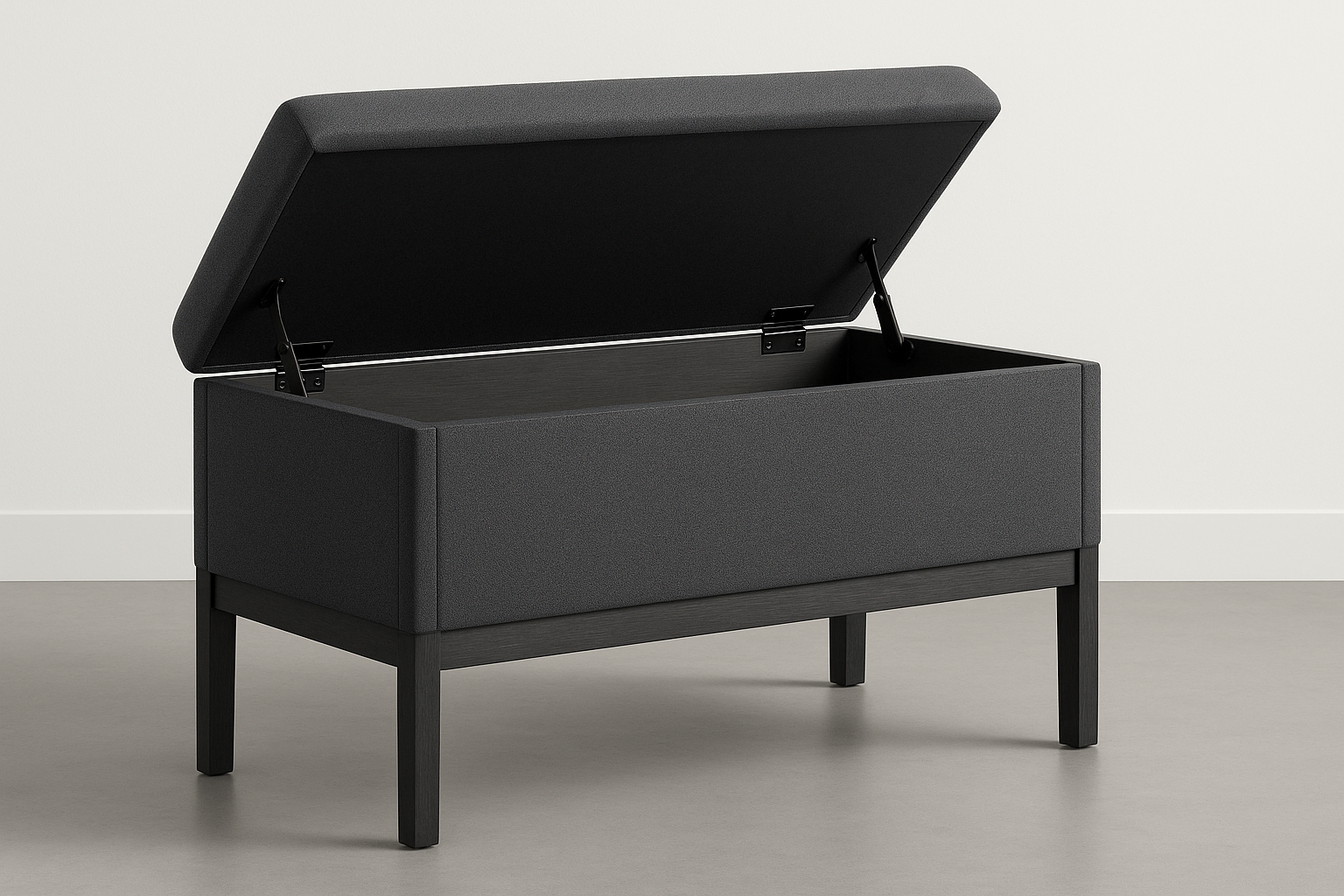 Modern furniture built for daily use. Balanced proportions, durable materials, and easy maintenance for a clean home setup.

Materials: Solid wood, plywood, fabric top
Care: Spot clean; rotate usage
Ideal use: Entryway seating, bedroom storage
Lift‑top with soft‑close hinge
Hidden compartment
Foam‑padded seat

Charcoal Grey