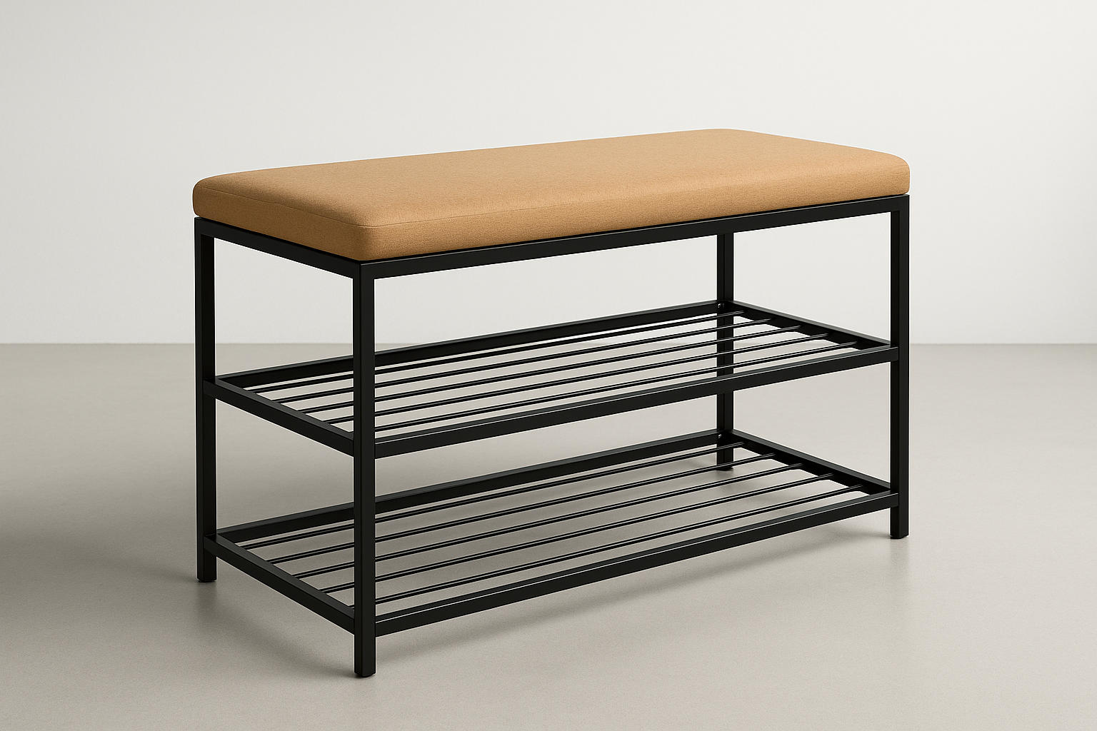 Modern furniture built for daily use. Balanced proportions, durable materials, and easy maintenance for a clean home setup.

Materials: Steel rack, engineered wood seat
Care: Wipe clean; check fasteners
Ideal use: Entryways, closets
Two‑tier metal rack
Padded seat
Compact footprint

natural oak colour