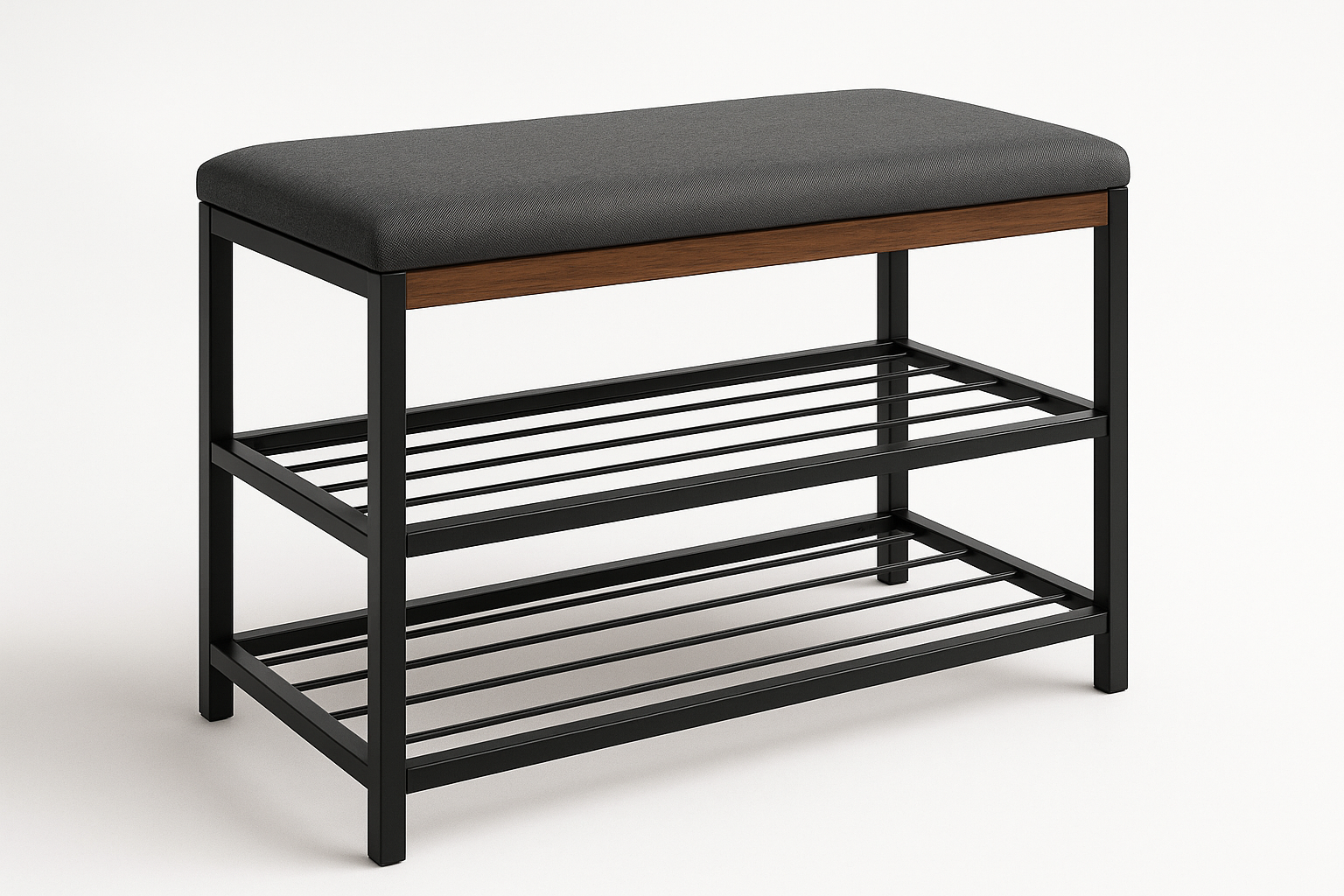 Modern furniture built for daily use. Balanced proportions, durable materials, and easy maintenance for a clean home setup.

Materials: Steel rack, engineered wood seat
Care: Wipe clean; check fasteners
Ideal use: Entryways, closets
Two‑tier metal rack
Padded seat
Compact footprint
Colour Walnut