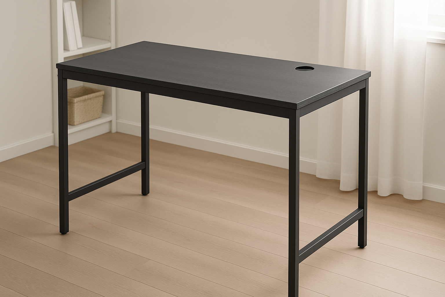 Modern furniture built for daily use. Balanced proportions, durable materials, and easy maintenance for a clean home setup.

Materials: Veneer top, powder‑coated steel
Care: Wipe clean; use desk mat
Ideal use: Home office, study
Cable grommet
Steel frame support
Scratch‑resistant surface

Charcoal Grey Colour