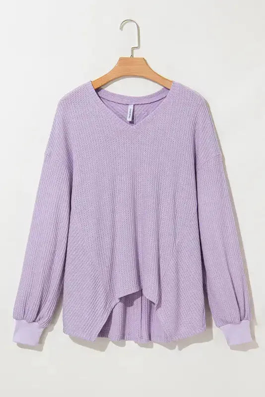 Modern Slouch Waffle Knit Blouse - Orchid