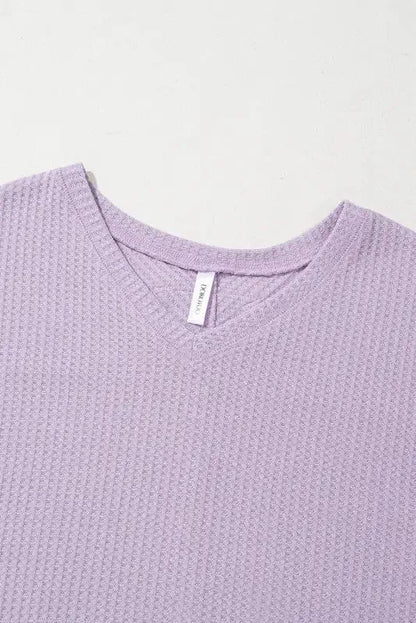 Modern Slouch Waffle Knit Blouse - Orchid